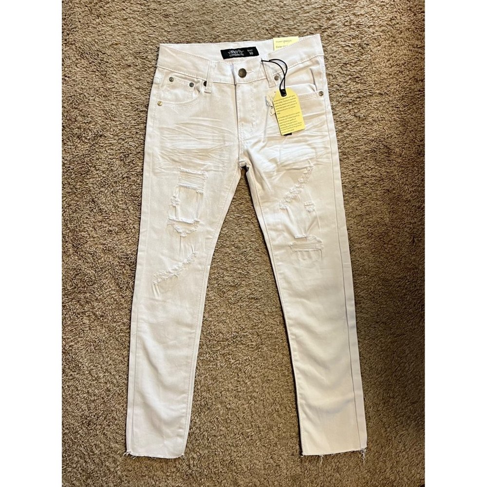 NWT Trestles Supply Co 10 White Jeans Stretch Destroyed Ripped Skinny Pants Girl